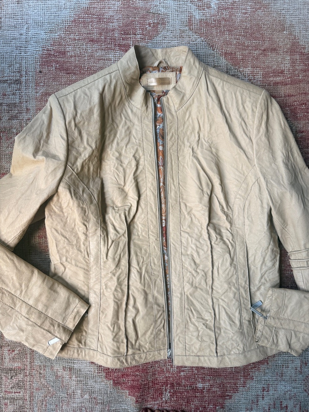 Wilsons Leather Cream Zip-Front Leather Jacket